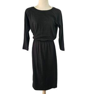 Jarbo Black Pima Stretch Cotton Blouson Sheath Sz L Boat Neck Raglan Sleeve NEW